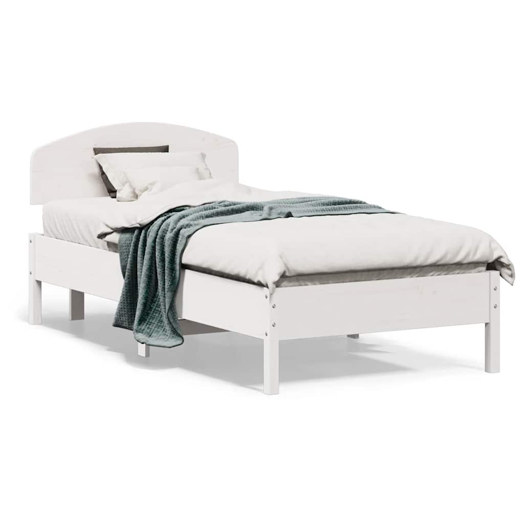 Cadre de lit sans matelas blanc 75x190 cm bois de pin massif - XIOS