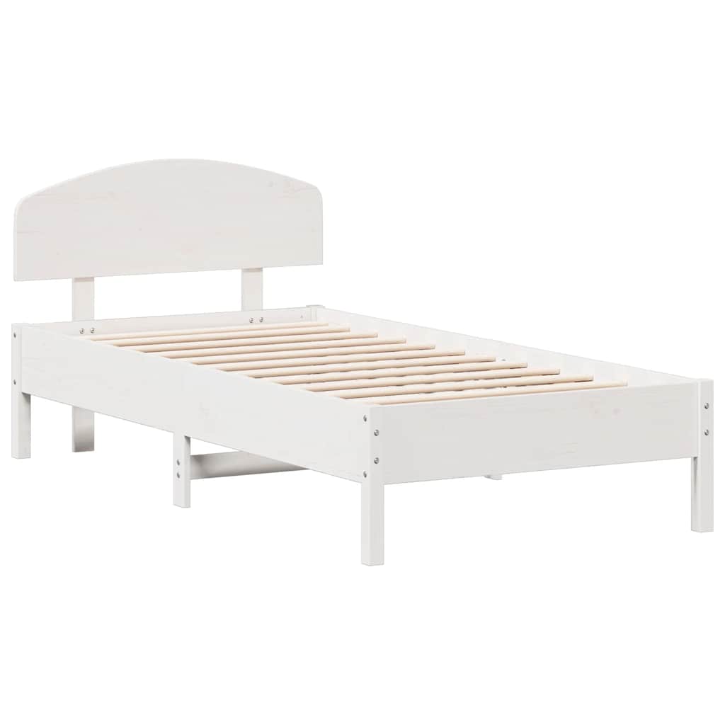 Cadre de lit sans matelas blanc 75x190 cm bois de pin massif - XIOS