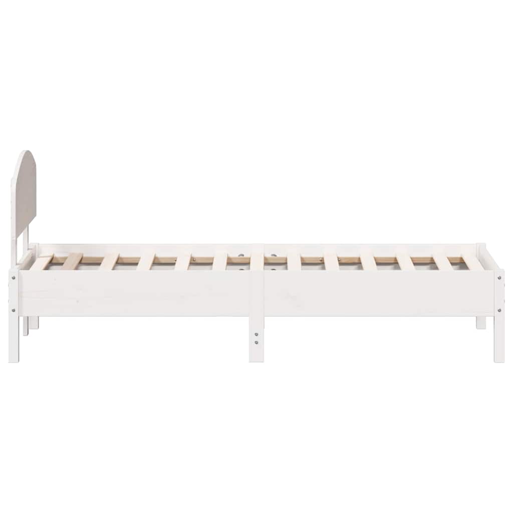 Cadre de lit sans matelas blanc 75x190 cm bois de pin massif - XIOS