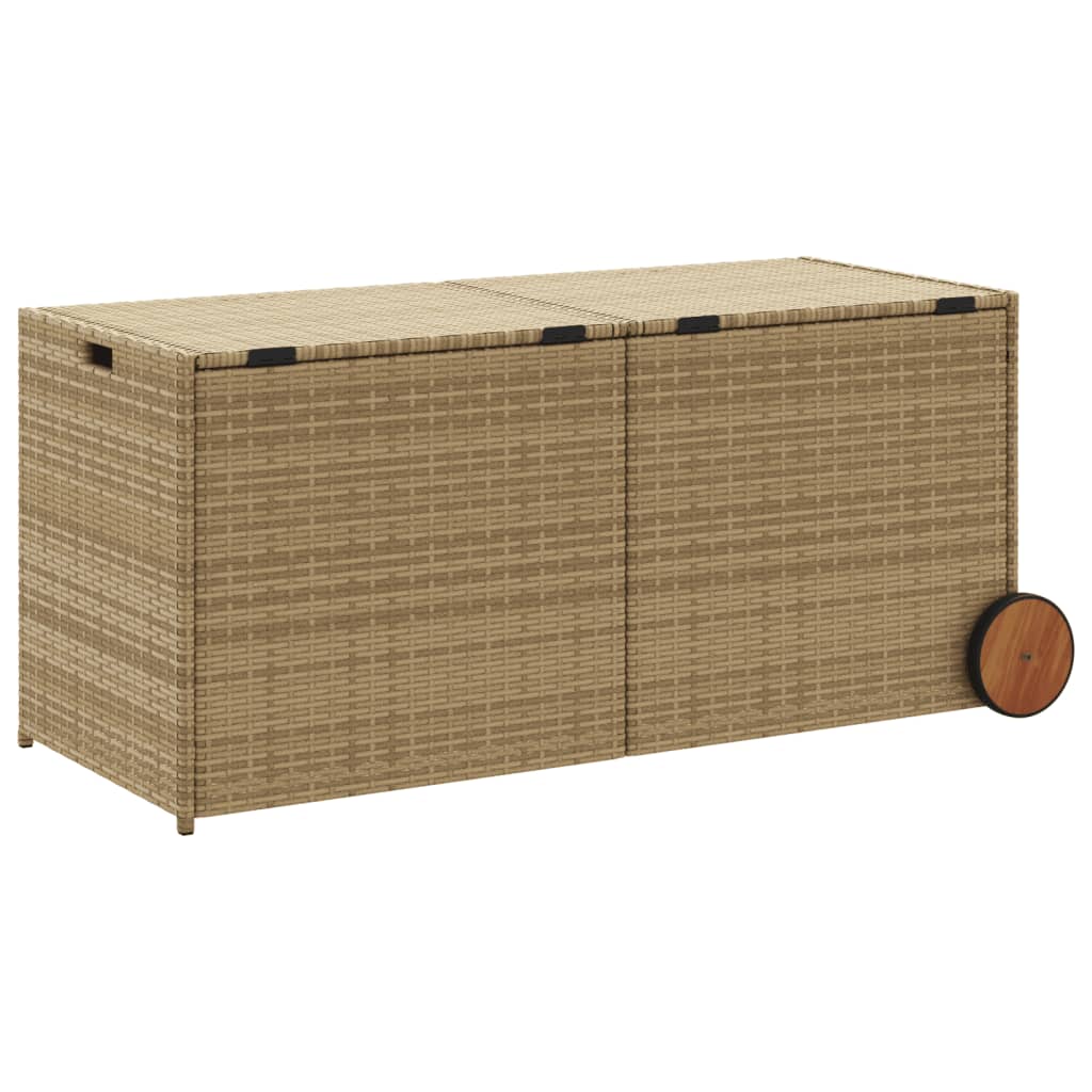 Boîte de rangement de jardin et roues mélange beige 283L rotin Coffres de jardin vidaXL