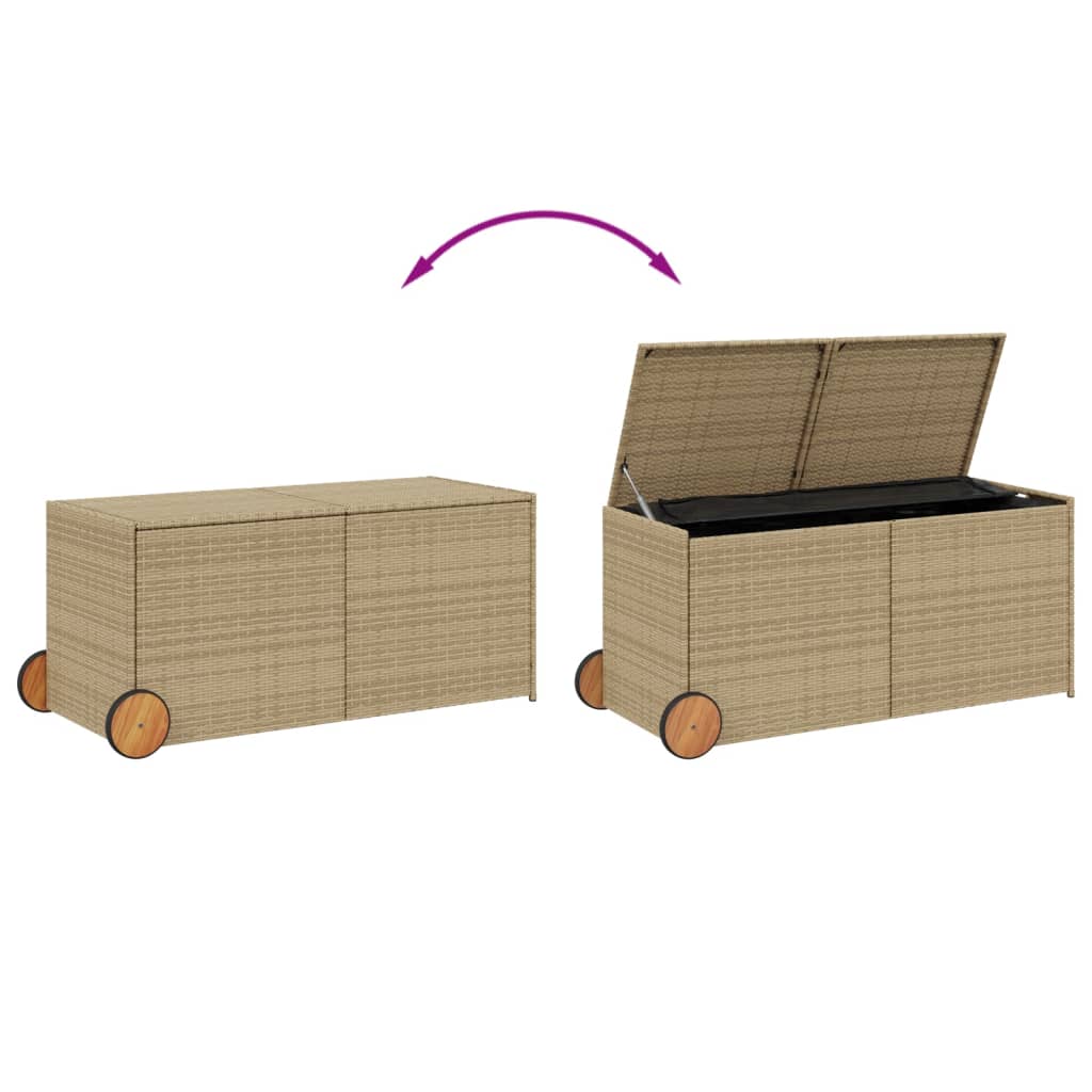 Boîte de rangement de jardin et roues mélange beige 283L rotin Coffres de jardin vidaXL