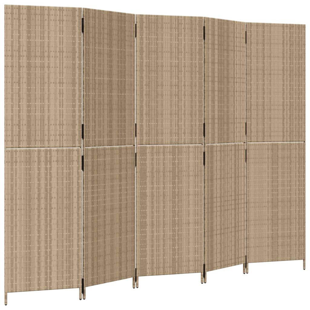 Cloison de séparation 5 panneaux beige résine tressée XIOS