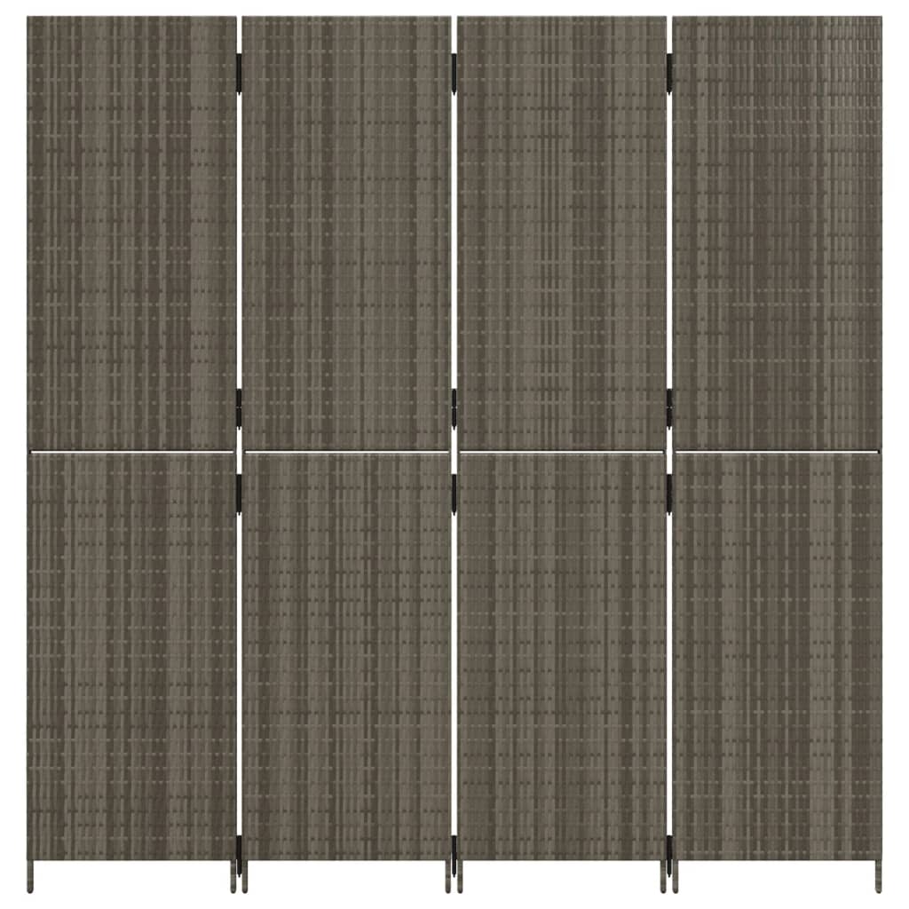Cloison de séparation 4 panneaux gris résine tressée - XIOS