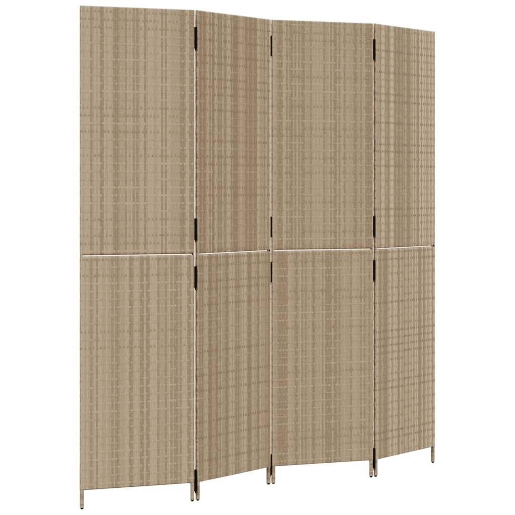 Cloison de séparation 4 panneaux beige résine tressée - XIOS