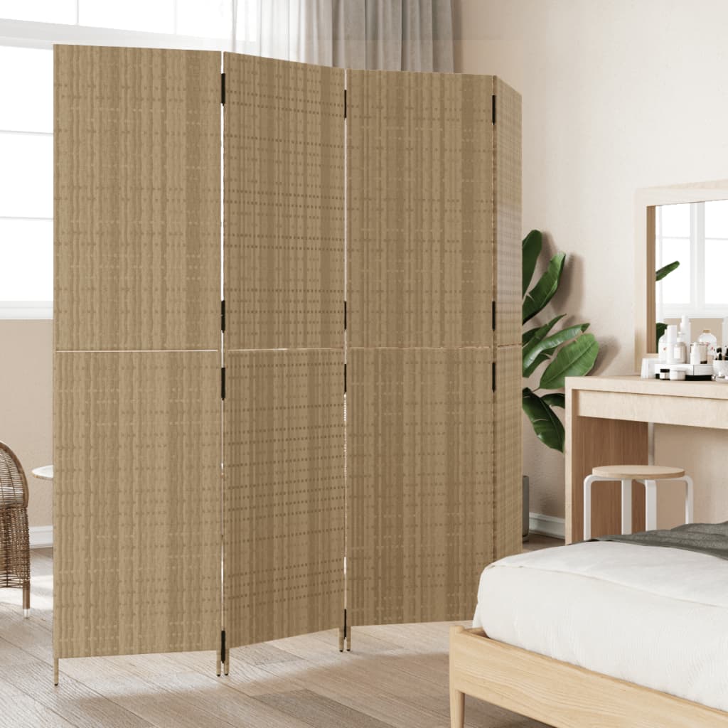 Cloison de séparation 4 panneaux beige résine tressée - XIOS