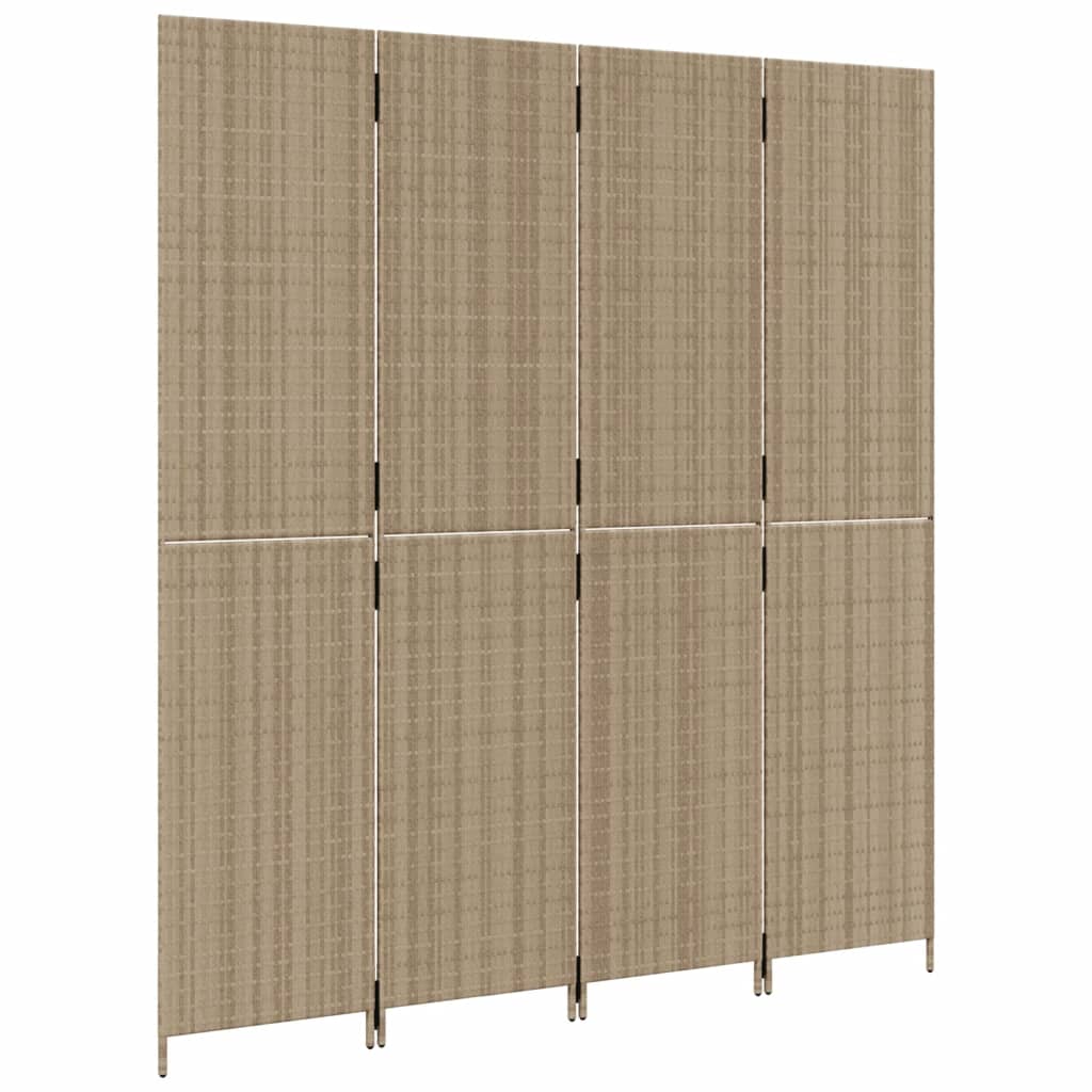 Cloison de séparation 4 panneaux beige résine tressée - XIOS