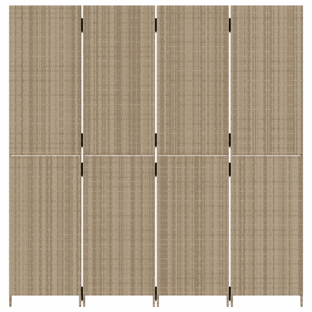 Cloison de séparation 4 panneaux beige résine tressée - XIOS