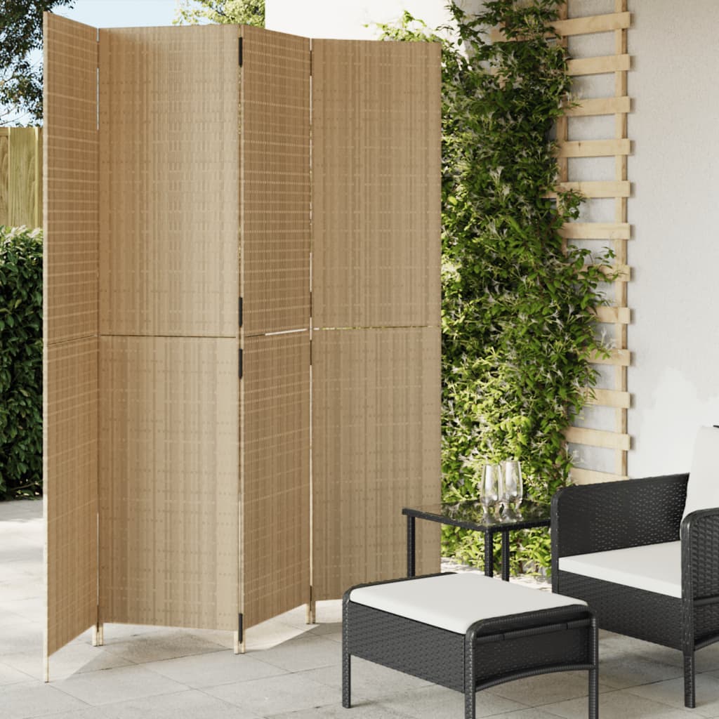 Cloison de séparation 4 panneaux beige résine tressée - XIOS