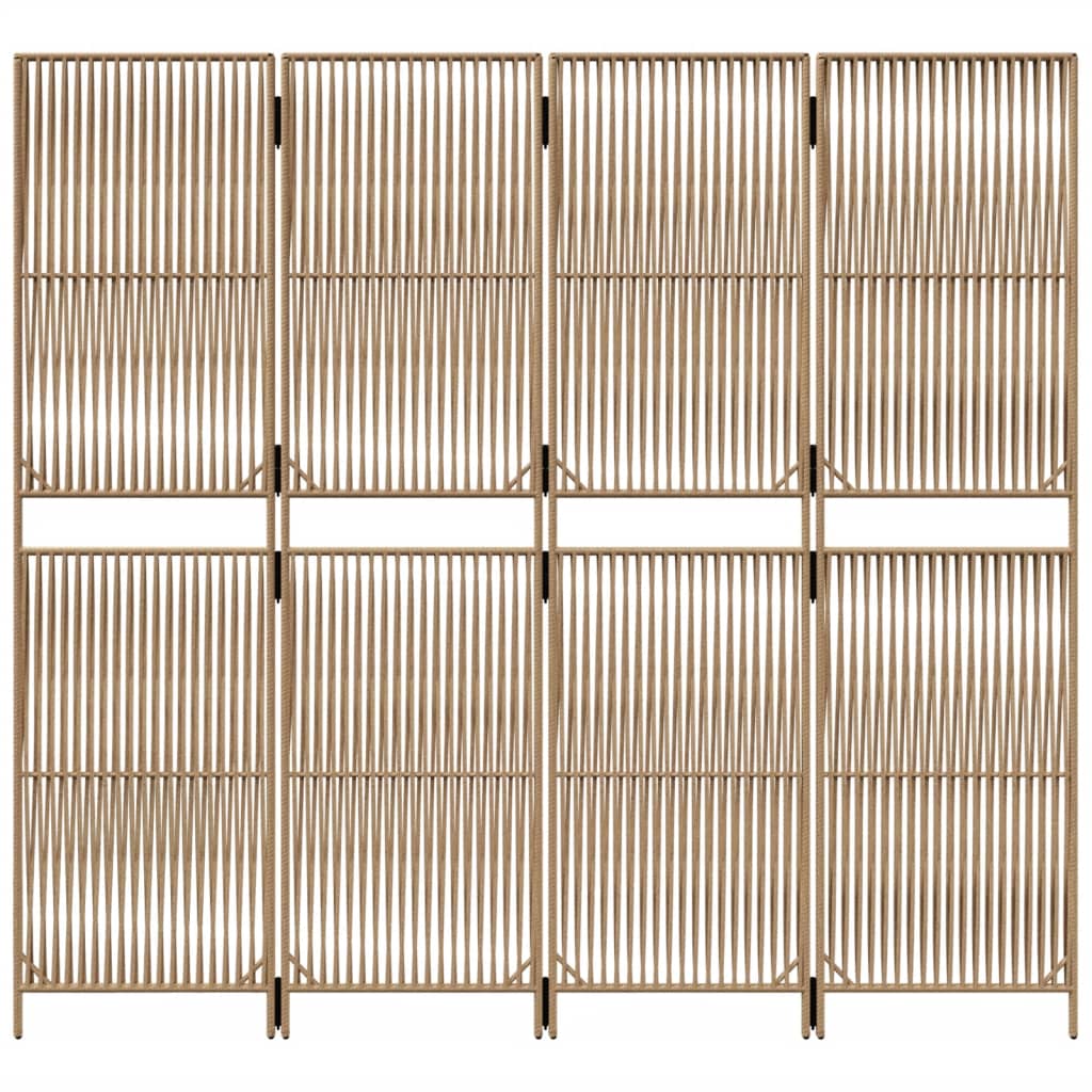 Cloison de séparation 4 panneaux beige résine tressée - XIOS