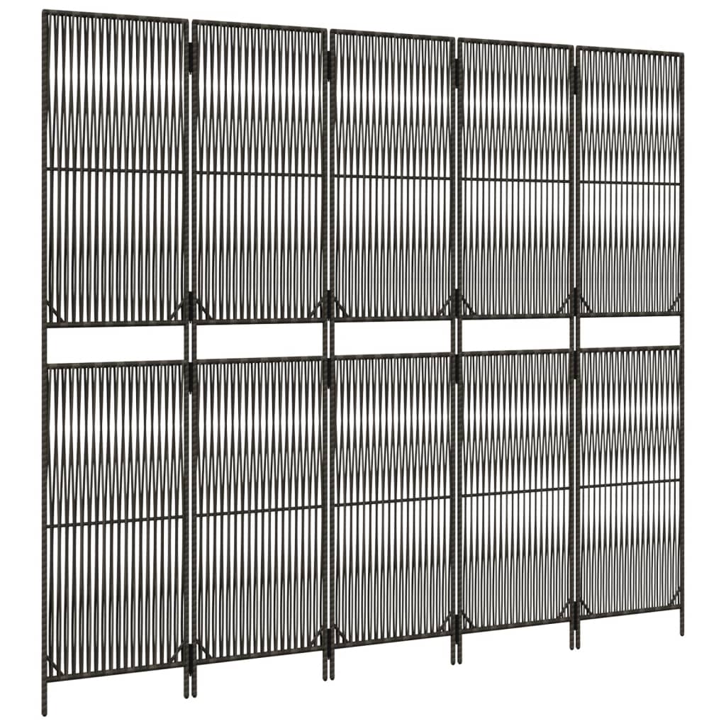 Cloison de séparation 5 panneaux gris résine tressée - XIOS