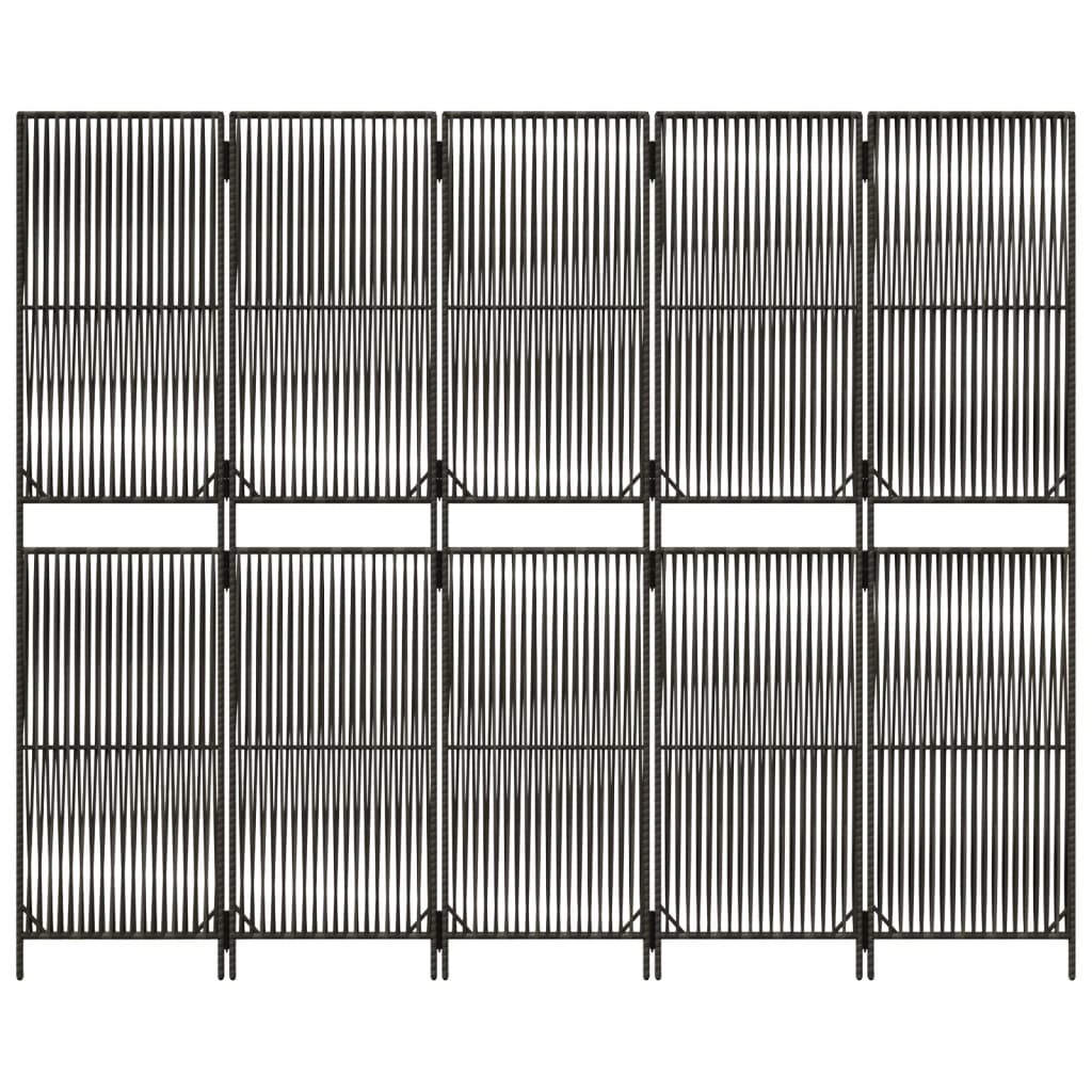 Cloison de séparation 5 panneaux gris résine tressée - XIOS