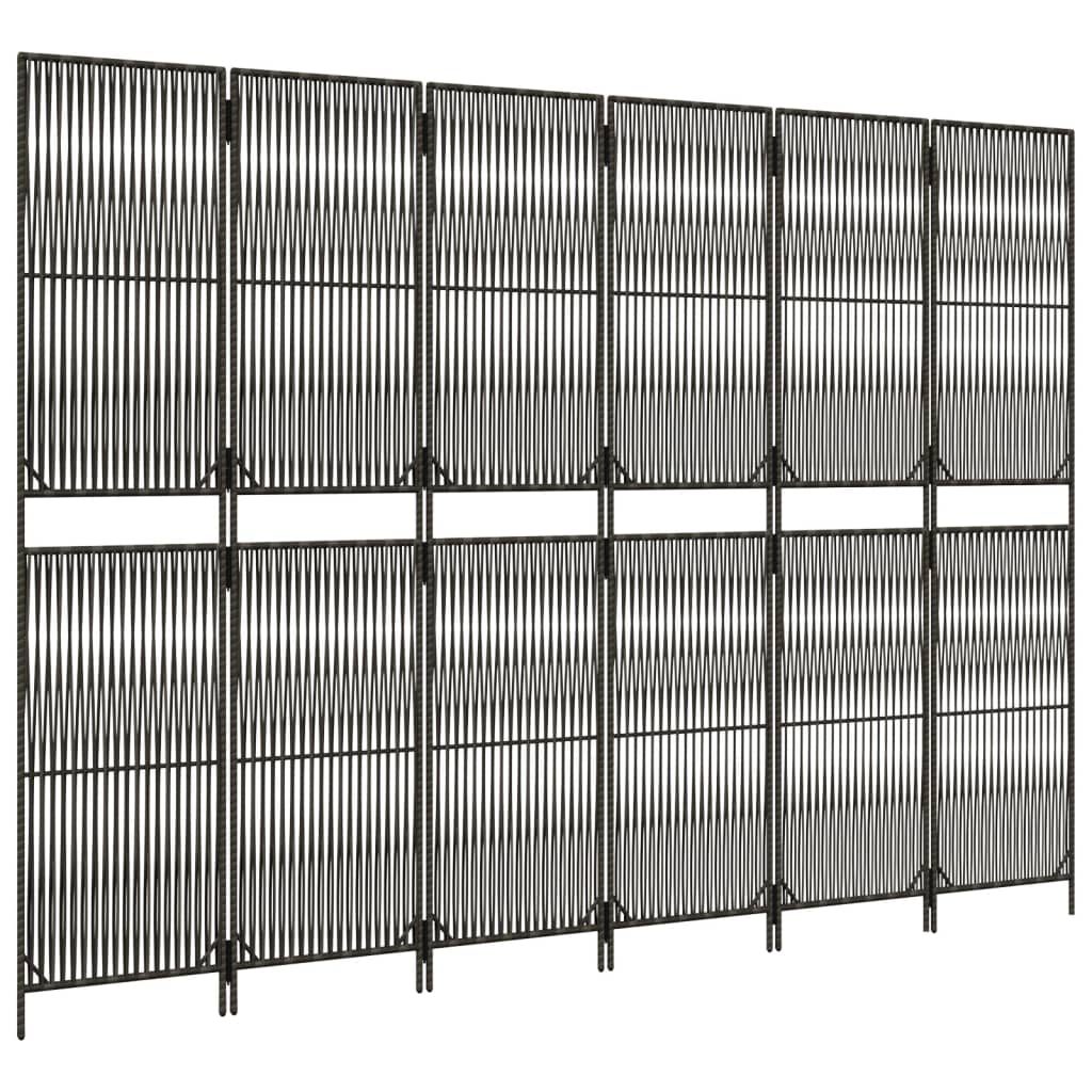 Cloison de séparation 6 panneaux gris résine tressée - XIOS