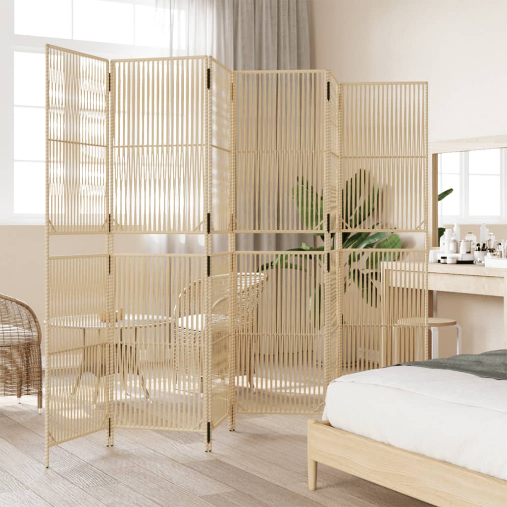 Cloison de séparation 6 panneaux beige résine tressée - XIOS
