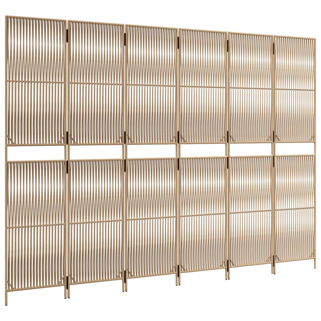 Cloison de séparation 6 panneaux beige résine tressée - XIOS