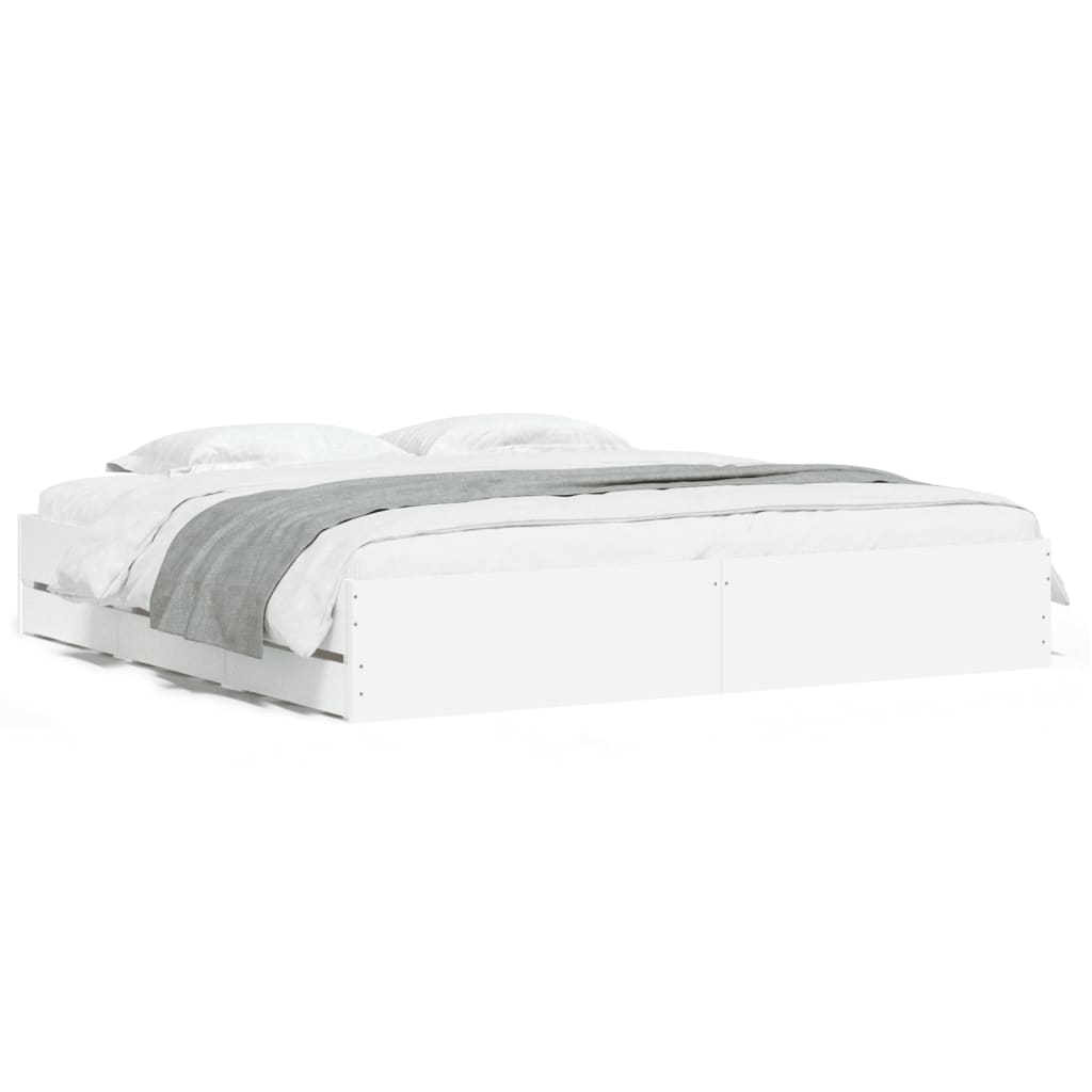 Cadre de lit avec tiroirs sans matelas blanc 200x200 cm - XIOS
