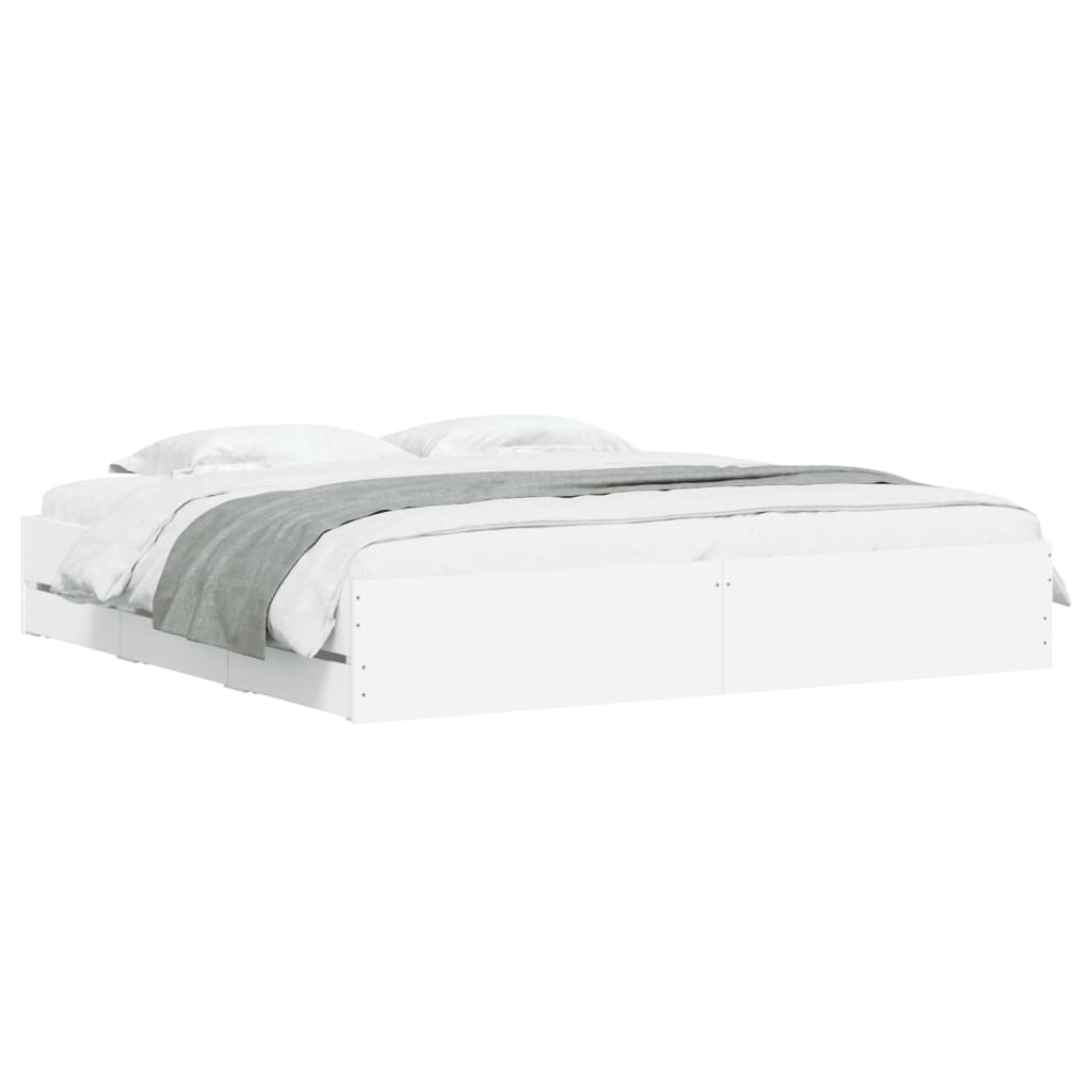 Cadre de lit avec tiroirs sans matelas blanc 200x200 cm - XIOS
