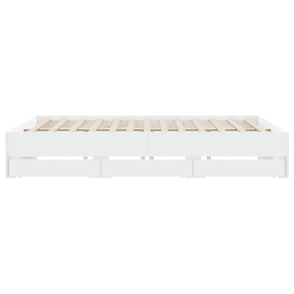 Cadre de lit avec tiroirs sans matelas blanc 200x200 cm - XIOS