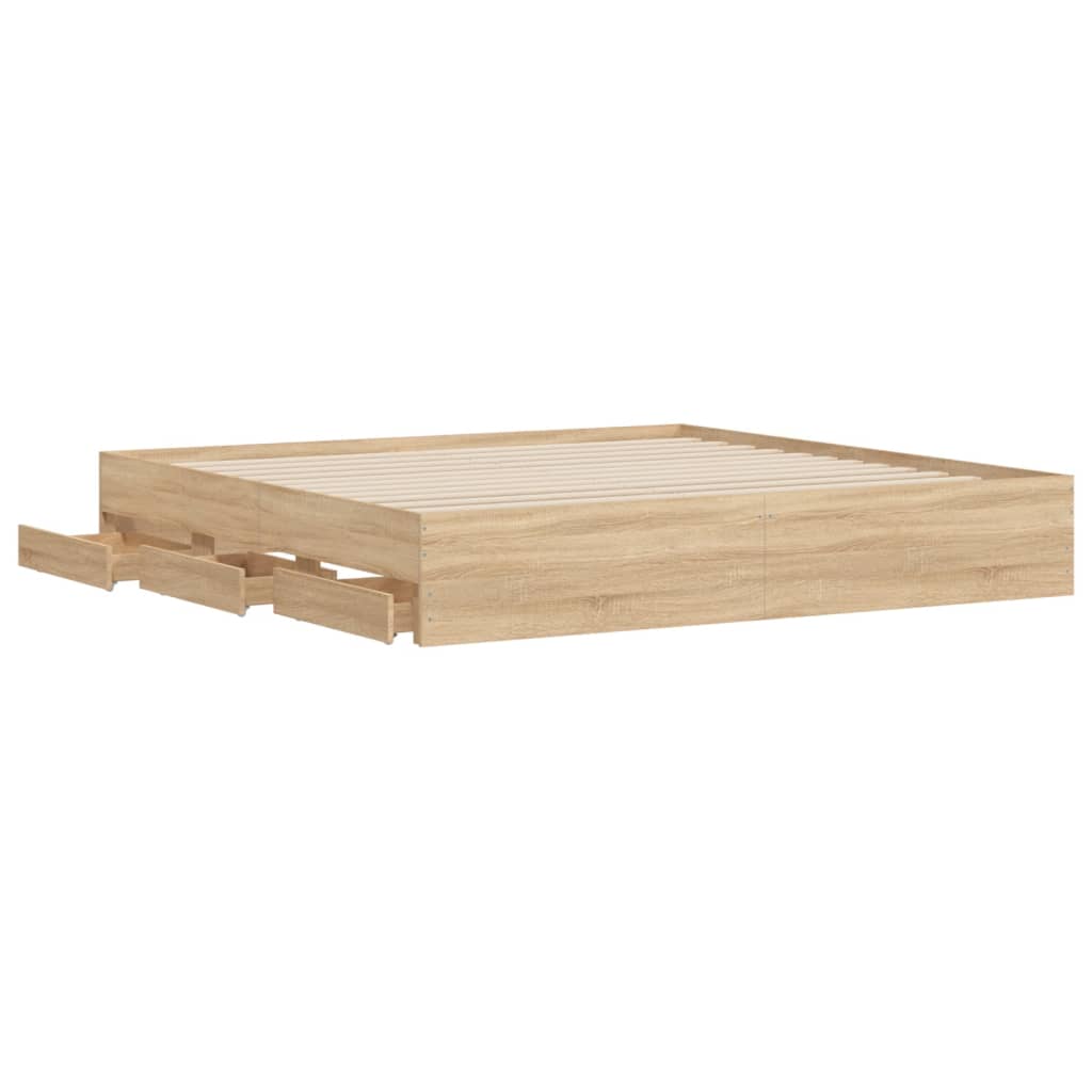 Cadre de lit avec tiroirs sans matelas chêne sonoma 200x200 cm - XIOS