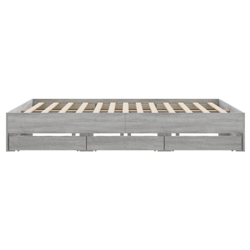 Cadre de lit avec tiroirs sans matelas sonoma gris 200x200 cm - XIOS