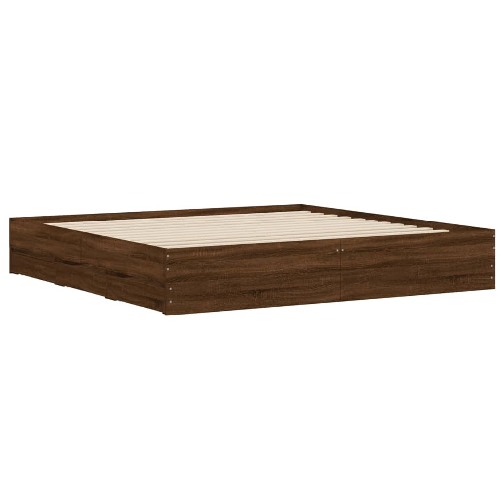 Cadre de lit avec tiroirs sans matelas chêne marron 200x200 cm - XIOS