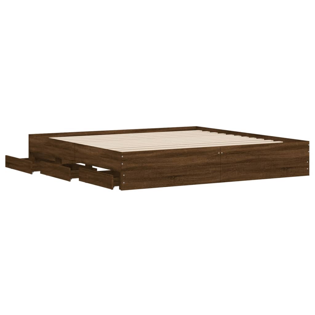 Cadre de lit avec tiroirs sans matelas chêne marron 200x200 cm - XIOS