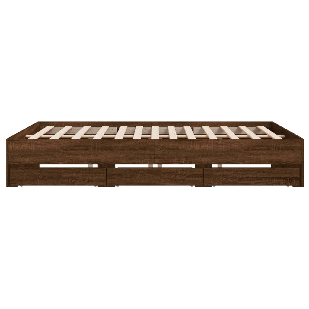 Cadre de lit avec tiroirs sans matelas chêne marron 200x200 cm - XIOS