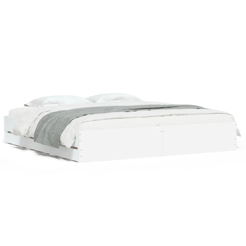 Cadre de lit avec tiroirs sans matelas blanc 180x200 cm - XIOS