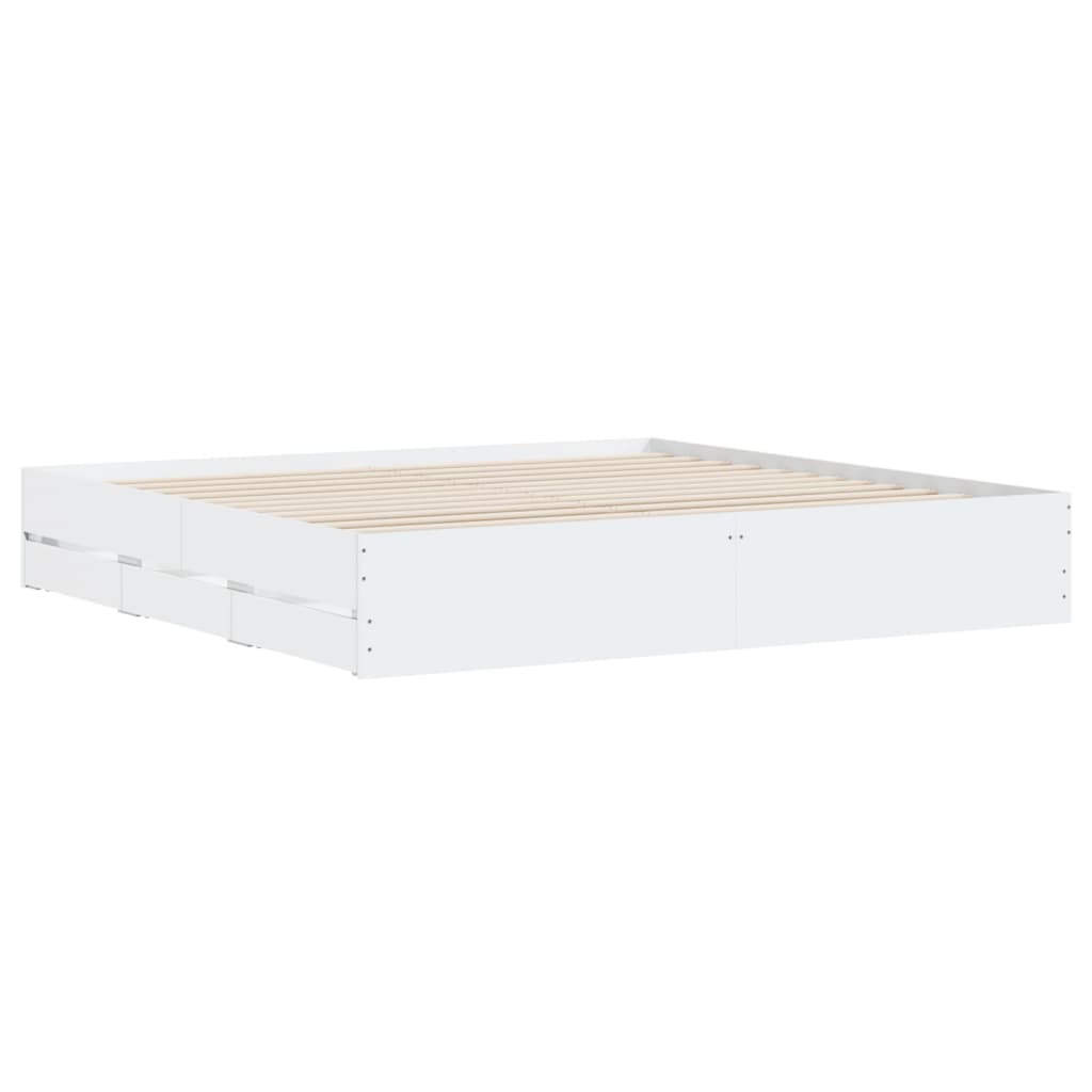 Cadre de lit avec tiroirs sans matelas blanc 180x200 cm - XIOS