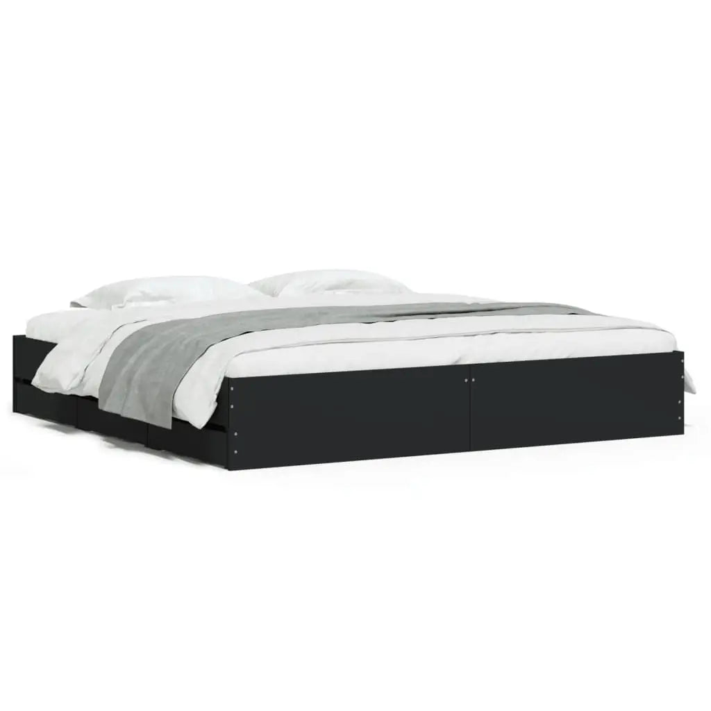 Cadre de lit avec tiroirs sans matelas noir 180x200 cm - XIOS