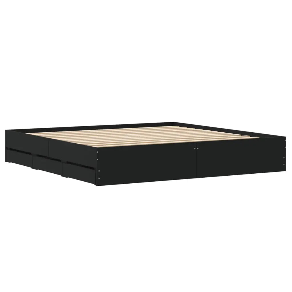 Cadre de lit avec tiroirs sans matelas noir 180x200 cm - XIOS