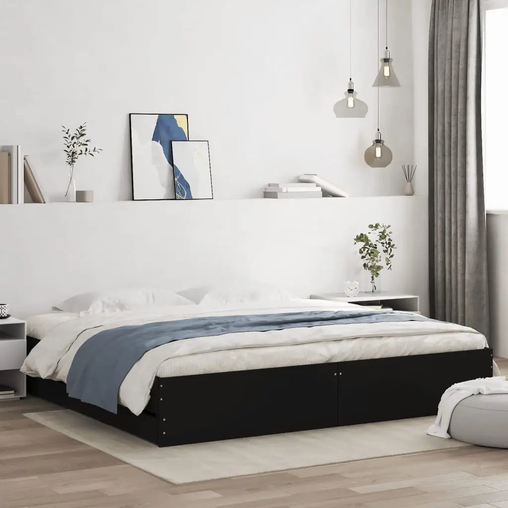 Cadre de lit avec tiroirs sans matelas noir 180x200 cm - XIOS