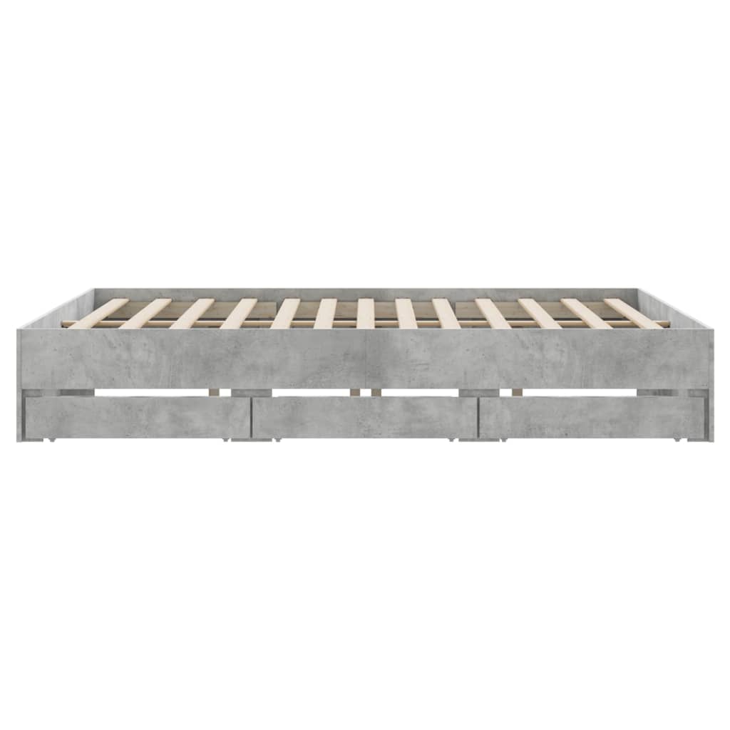 Cadre de lit avec tiroirs sans matelas gris béton 180x200 cm - XIOS