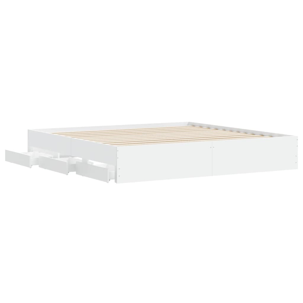 Cadre de lit avec tiroirs sans matelas blanc 160x200 cm - XIOS