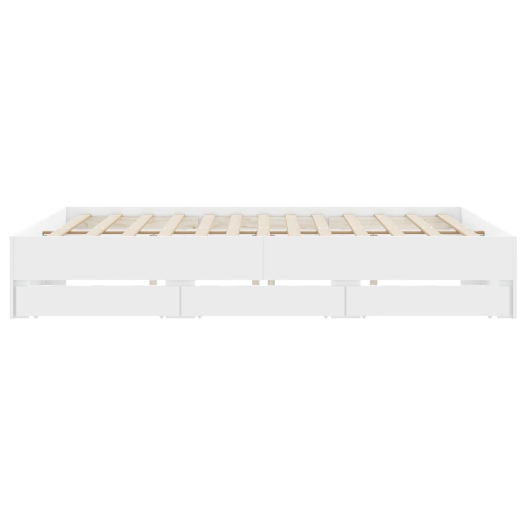 Cadre de lit avec tiroirs sans matelas blanc 160x200 cm - XIOS