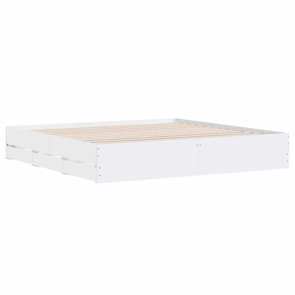 Cadre de lit avec tiroirs sans matelas blanc 160x200 cm - XIOS
