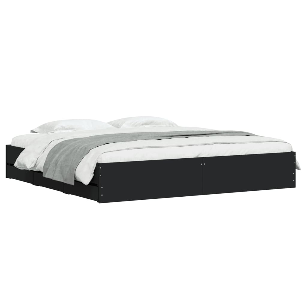 Cadre de lit avec tiroirs sans matelas noir 160x200 cm - XIOS