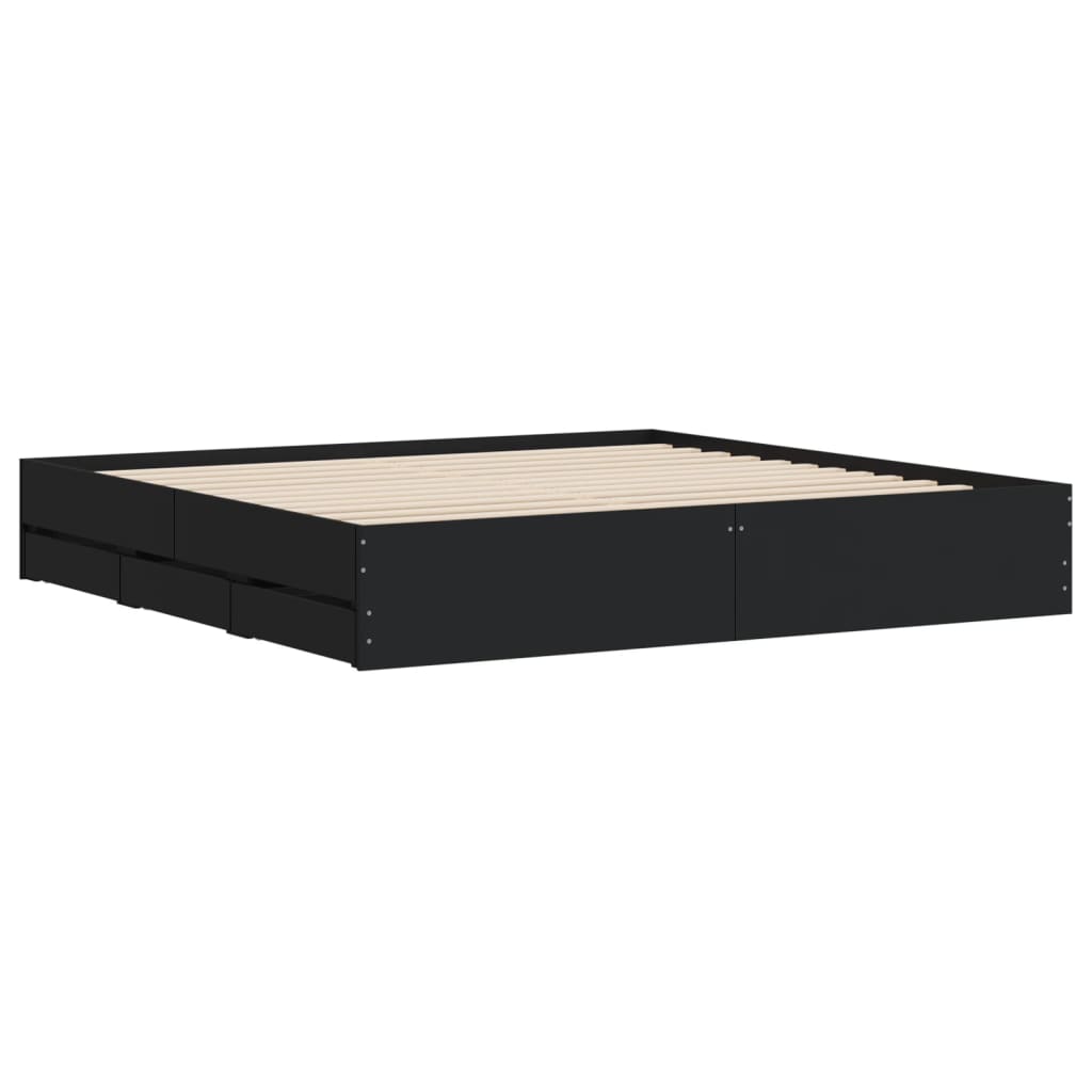 Cadre de lit avec tiroirs sans matelas noir 160x200 cm - XIOS