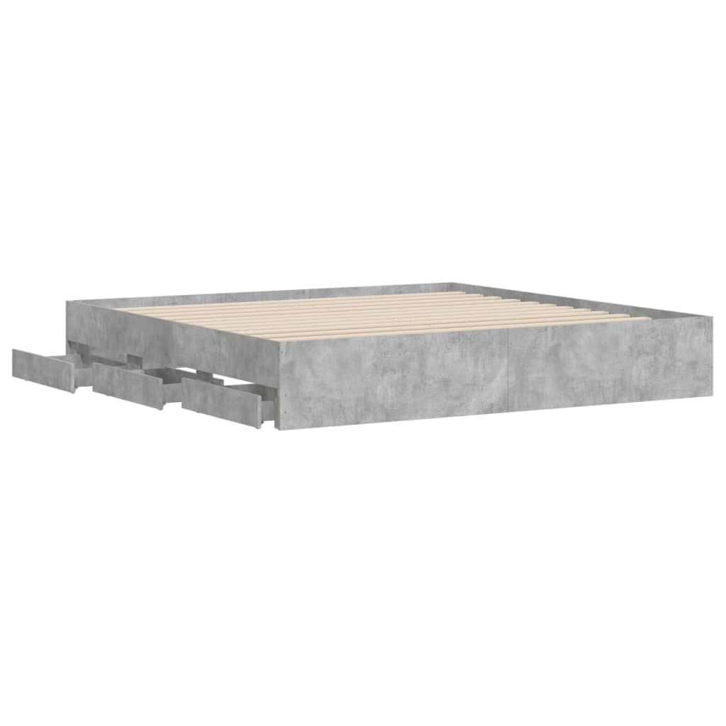 Cadre de lit avec tiroirs sans matelas gris béton 160x200 cm - XIOS