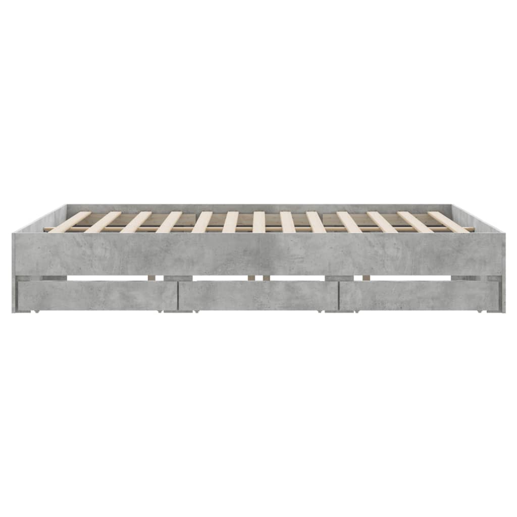 Cadre de lit avec tiroirs sans matelas gris béton 160x200 cm - XIOS