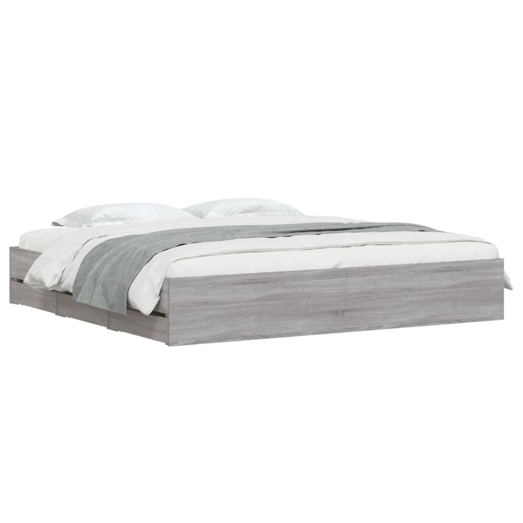 Cadre de lit avec tiroirs sans matelas sonoma gris 160x200 cm - XIOS
