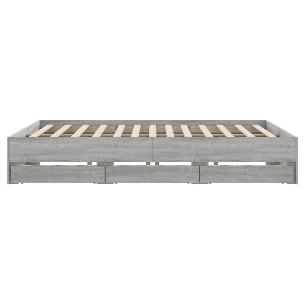 Cadre de lit avec tiroirs sans matelas sonoma gris 160x200 cm - XIOS