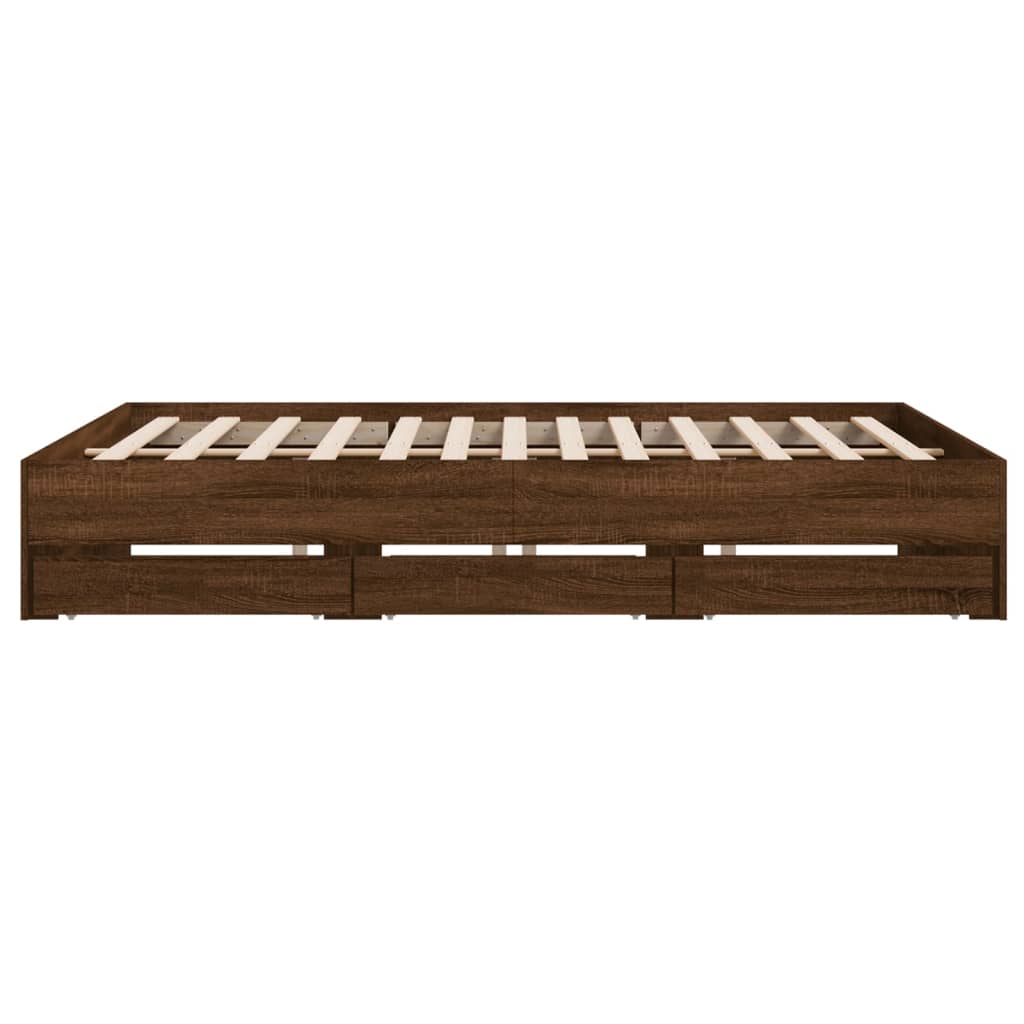 Cadre de lit avec tiroirs sans matelas chêne marron 160x200 cm - XIOS