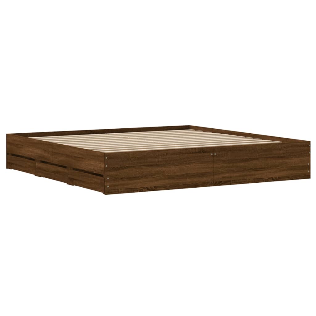 Cadre de lit avec tiroirs sans matelas chêne marron 160x200 cm - XIOS