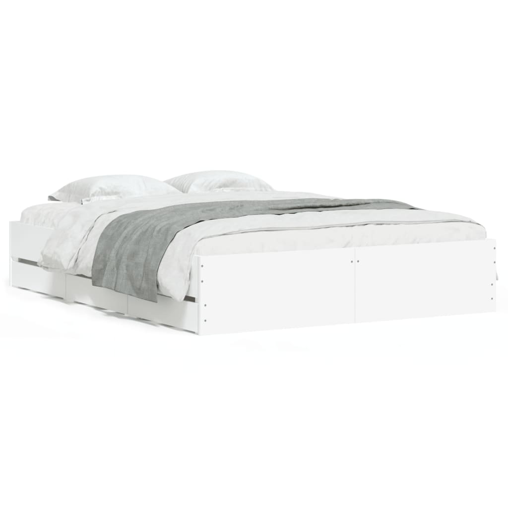 Cadre de lit avec tiroirs sans matelas blanc 150x200 cm - XIOS
