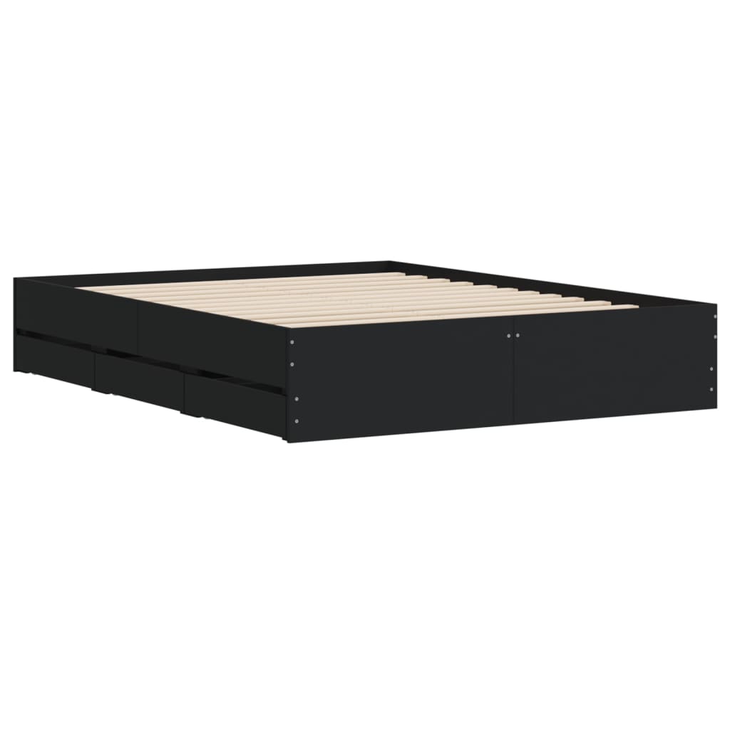 Cadre de lit avec tiroirs sans matelas noir 150x200 cm - XIOS