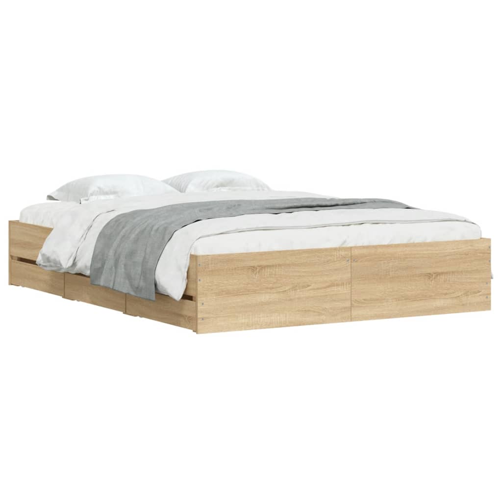 Cadre de lit avec tiroirs sans matelas chêne sonoma 150x200 cm - XIOS