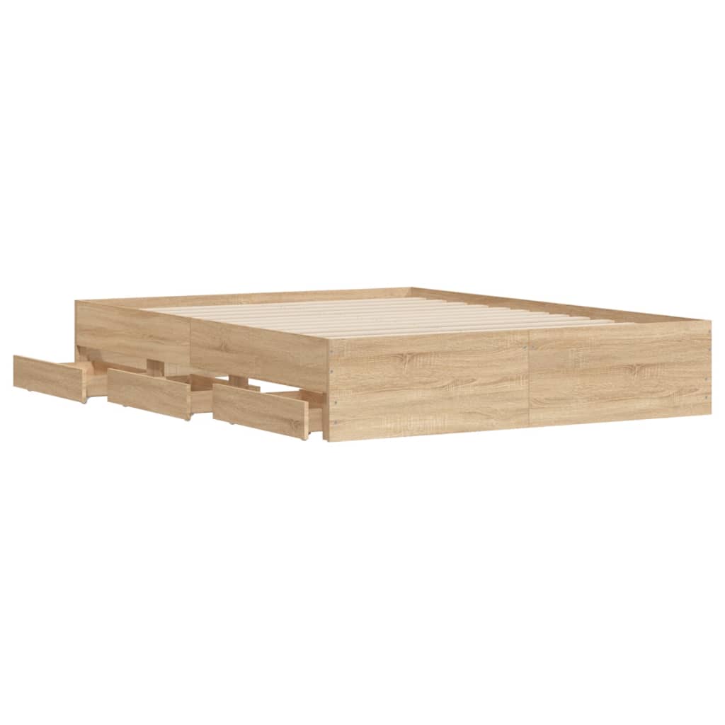 Cadre de lit avec tiroirs sans matelas chêne sonoma 150x200 cm - XIOS