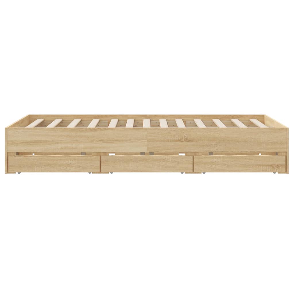 Cadre de lit avec tiroirs sans matelas chêne sonoma 150x200 cm - XIOS