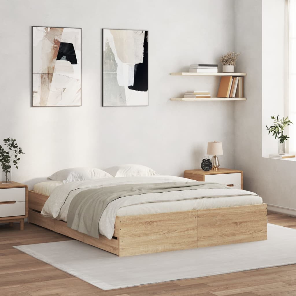 Cadre de lit avec tiroirs sans matelas chêne sonoma 150x200 cm - XIOS