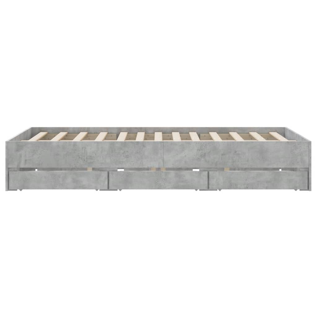Cadre de lit avec tiroirs sans matelas gris béton 150x200 cm - XIOS